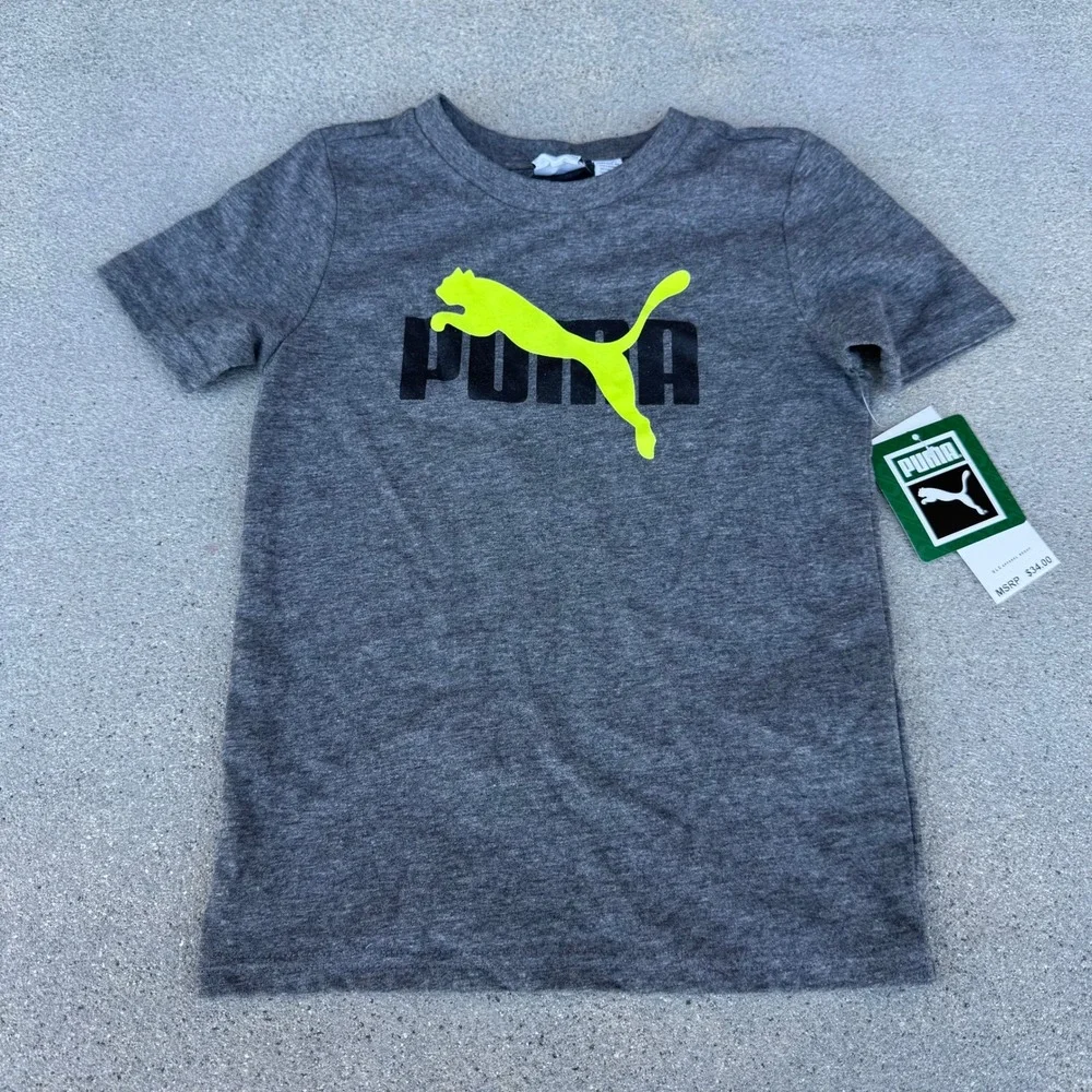 Puma Kids 2 Piece Set Charcoal Heather Logo T-Shirt Shorts‎
